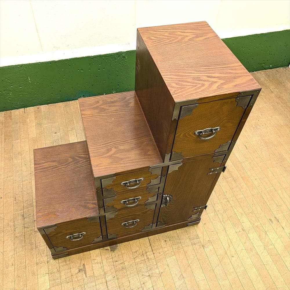 階段箪笥　時代箪笥　飾箪笥　箪笥　タンス　たんす　小物　収納　整理　抽斗　民藝