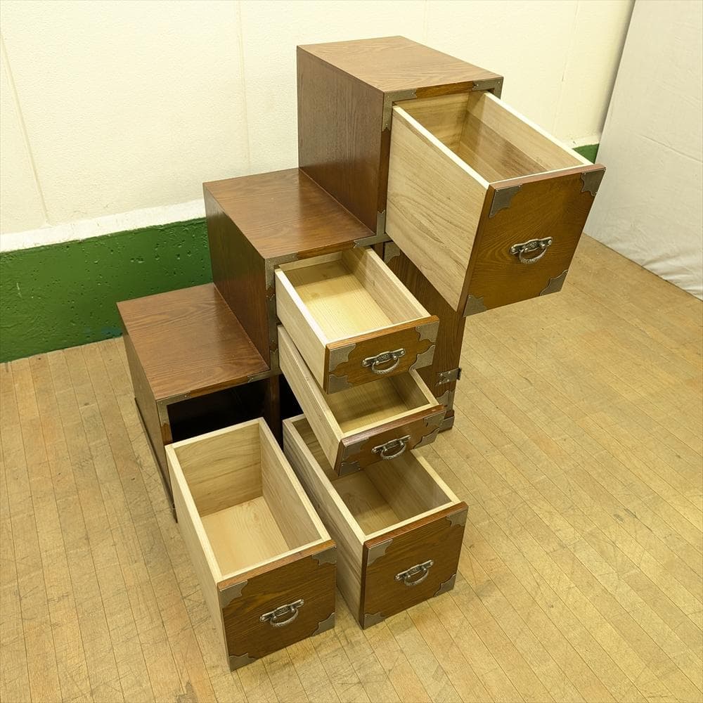階段箪笥　時代箪笥　飾箪笥　箪笥　タンス　たんす　小物　収納　整理　抽斗　民藝