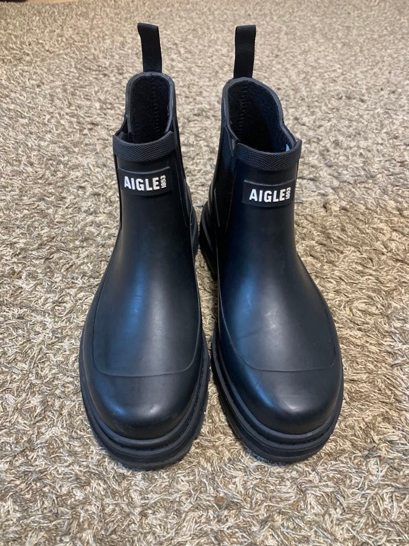AIGLE ソフトレイン2 ラバーブーツ　サイドゴア長靴　ブラック