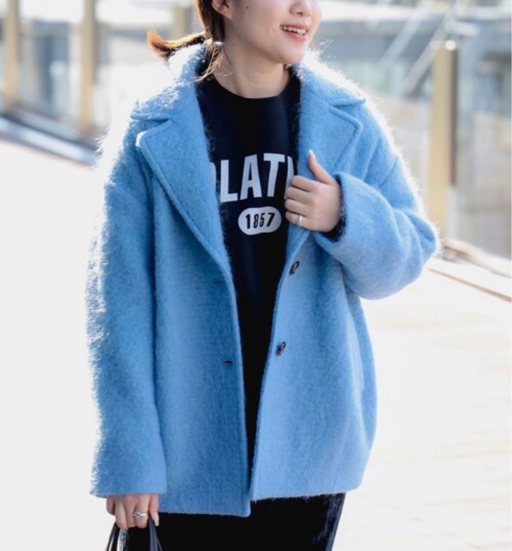 B:MING by BEAMS シャギー ミドルコート ライトブルー　S