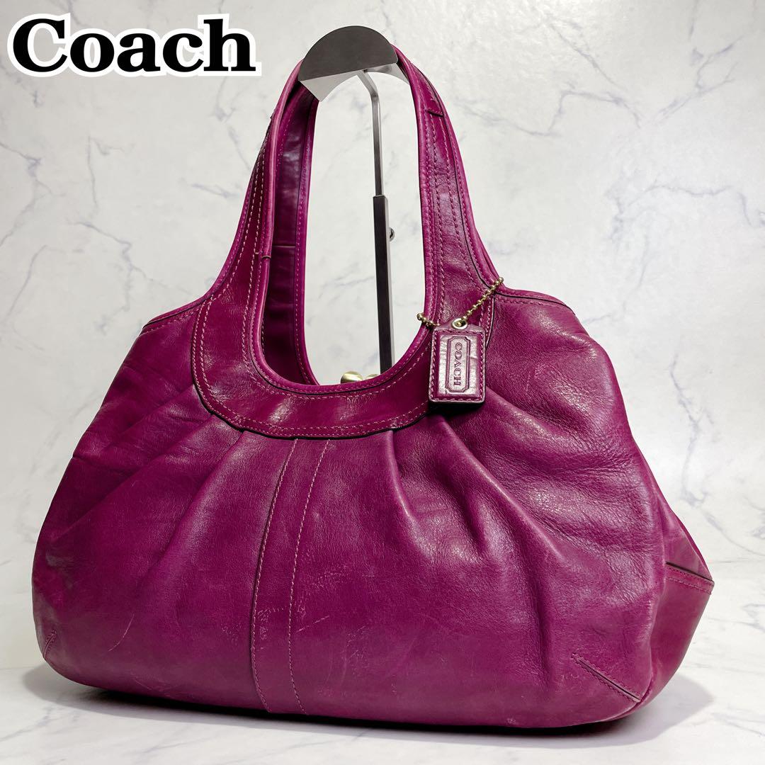 希少色✨COACH トートバッグ フレームサッチェル エルゴ がま口 パープル
