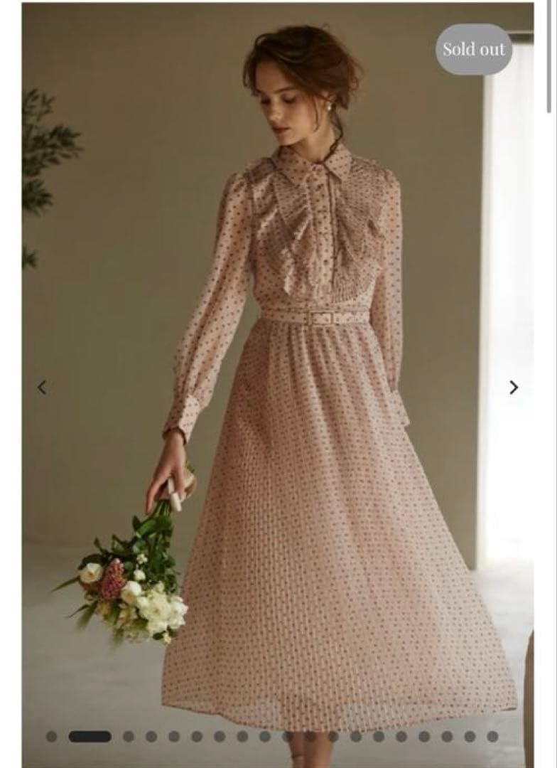 ERADIE シフォンドットプリーツワンピース