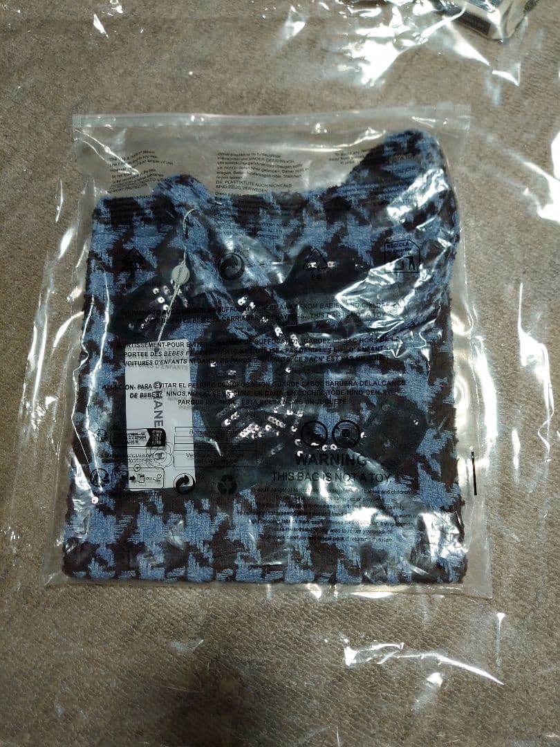 シャネル CHANEL 　ノベルティ　千鳥柄ブルー スカラースパンコール　トート