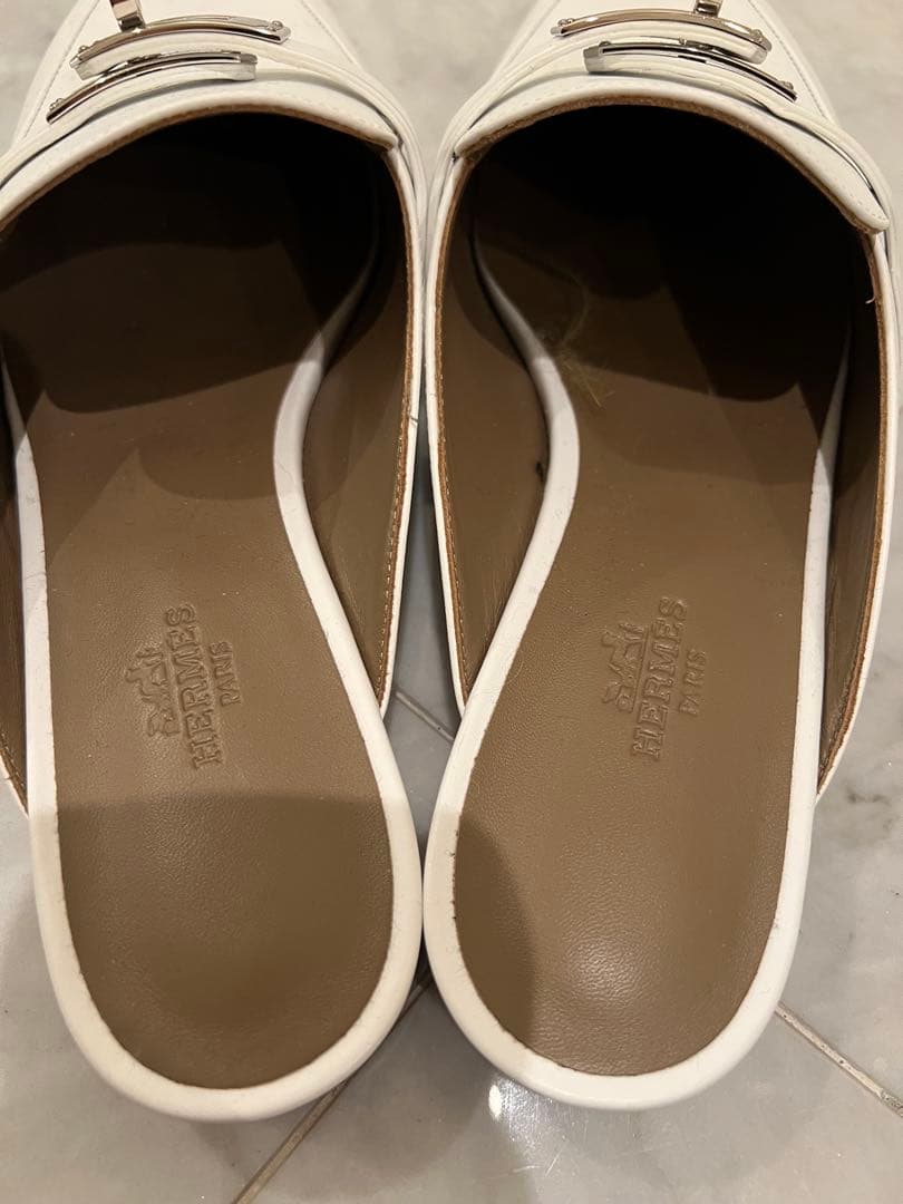 ✨新品未使用✨エルメス　ミュールオズ　38ハーフ　ホワイトカーフ