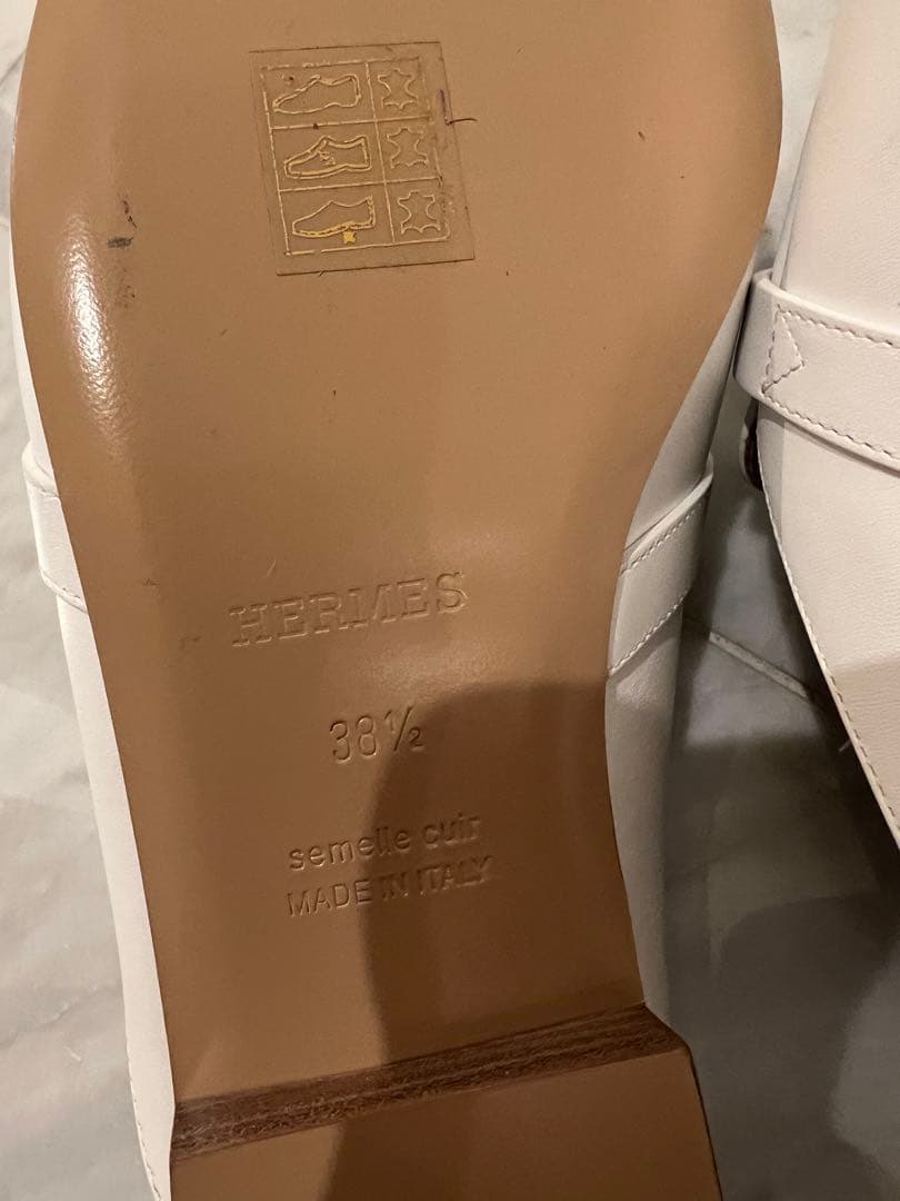 ✨新品未使用✨エルメス　ミュールオズ　38ハーフ　ホワイトカーフ