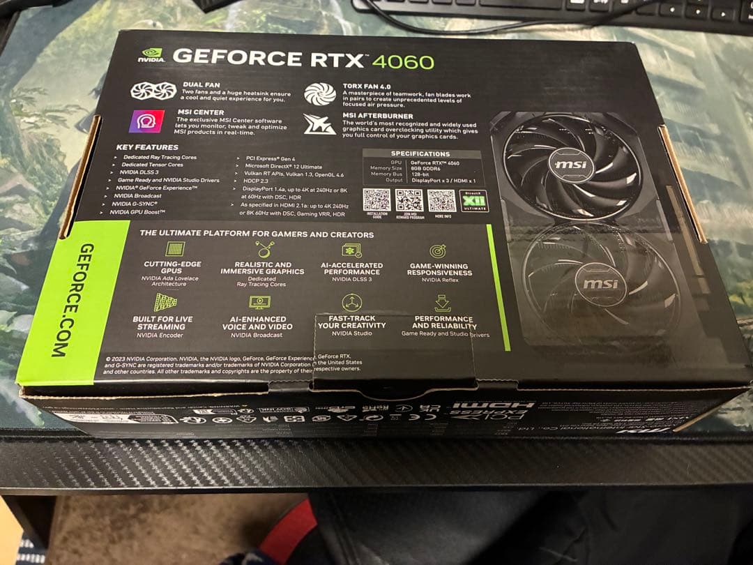 グラフィックボード・グラボ・ビデオカード MSI GEFORCE RTX4060 VENTUS 2X BLACK