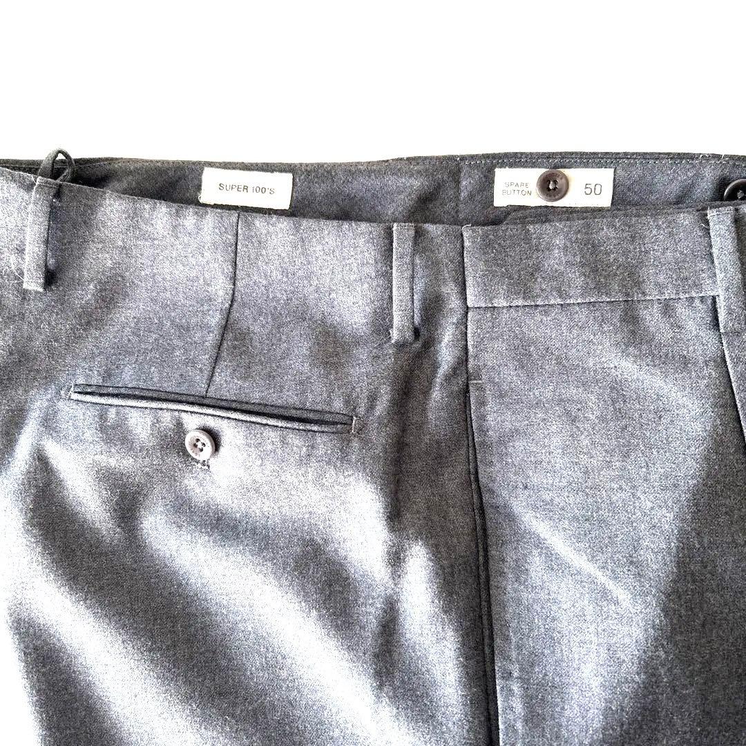 【美品】インコテックス パンツ50サイズミッドグレイ スーパー100s