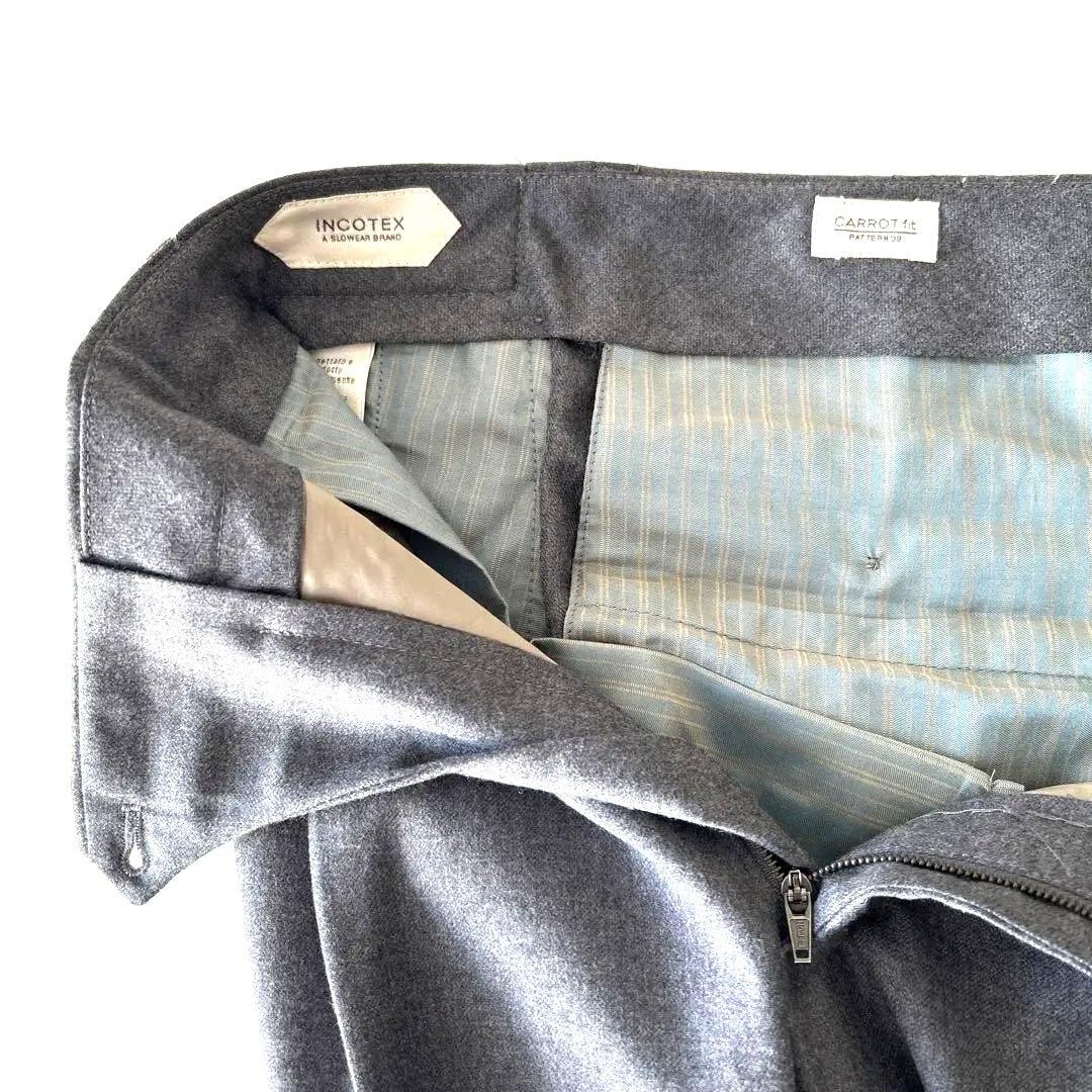 【美品】インコテックス パンツ50サイズミッドグレイ スーパー100s
