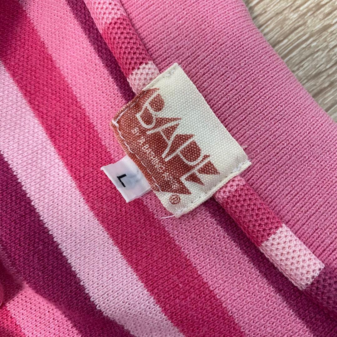 初期 BAPE 00s ボーダー ポロシャツ a bathing ape L