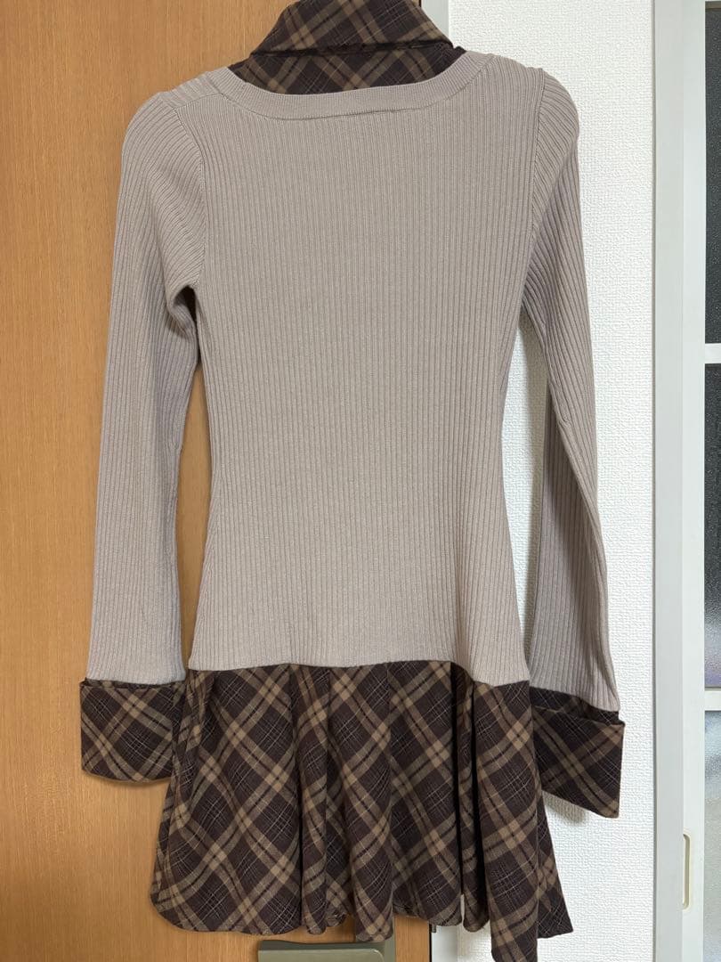 ミシェルマカロン チェックドッキングワンピース　XS