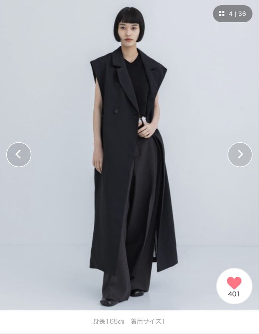 【未使用】CLANE DOUBLE BREASTED GILET ブラッククラネ