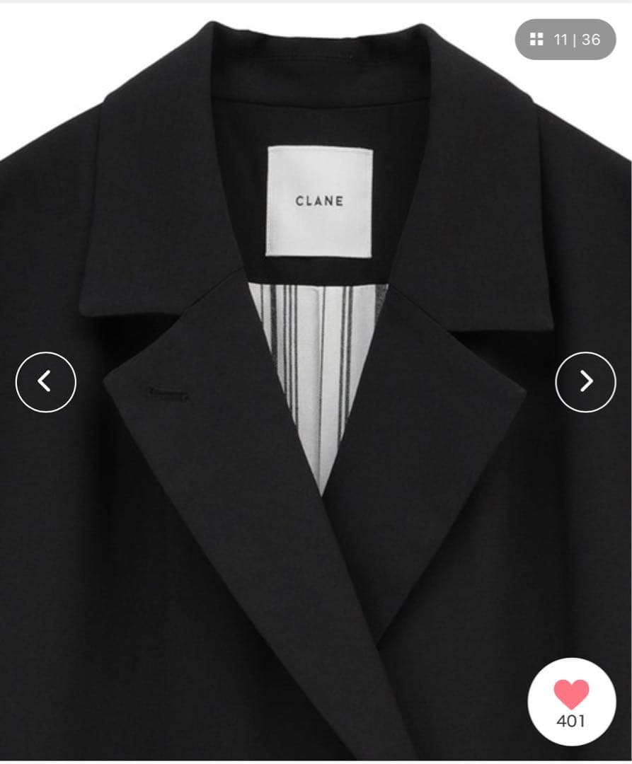 【未使用】CLANE DOUBLE BREASTED GILET ブラッククラネ