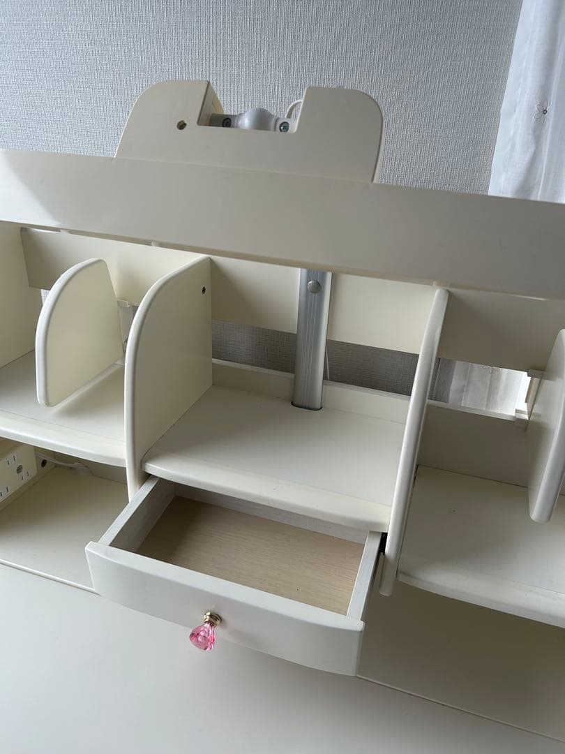 （札幌直接引取限定）くろがねデスク　ホワイト学習机　白ピンク　デスクライト付き