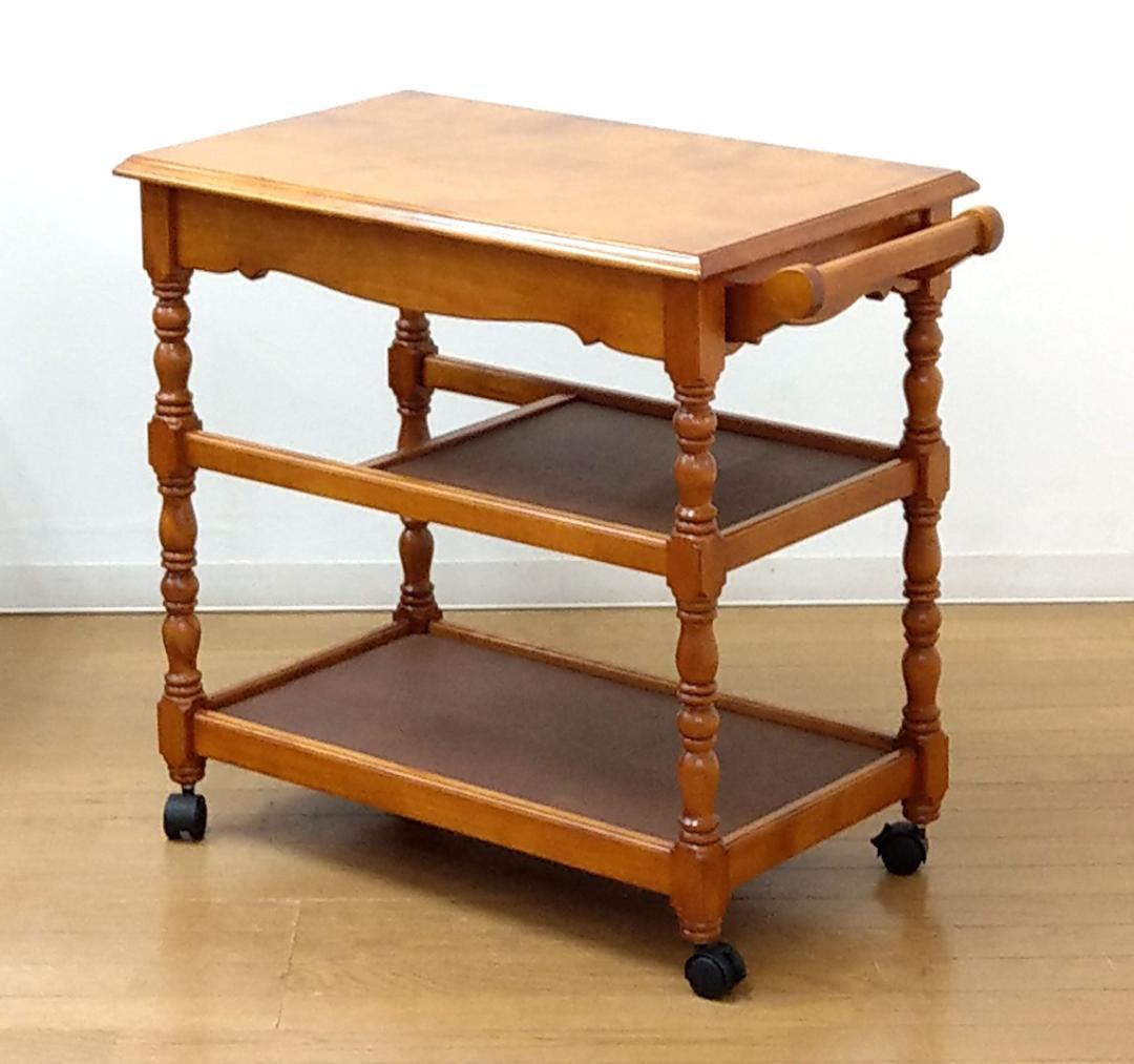 美品 横浜クラシック家具 ダニエル 木製 樺桜 A-722ワゴン キッチンワゴン