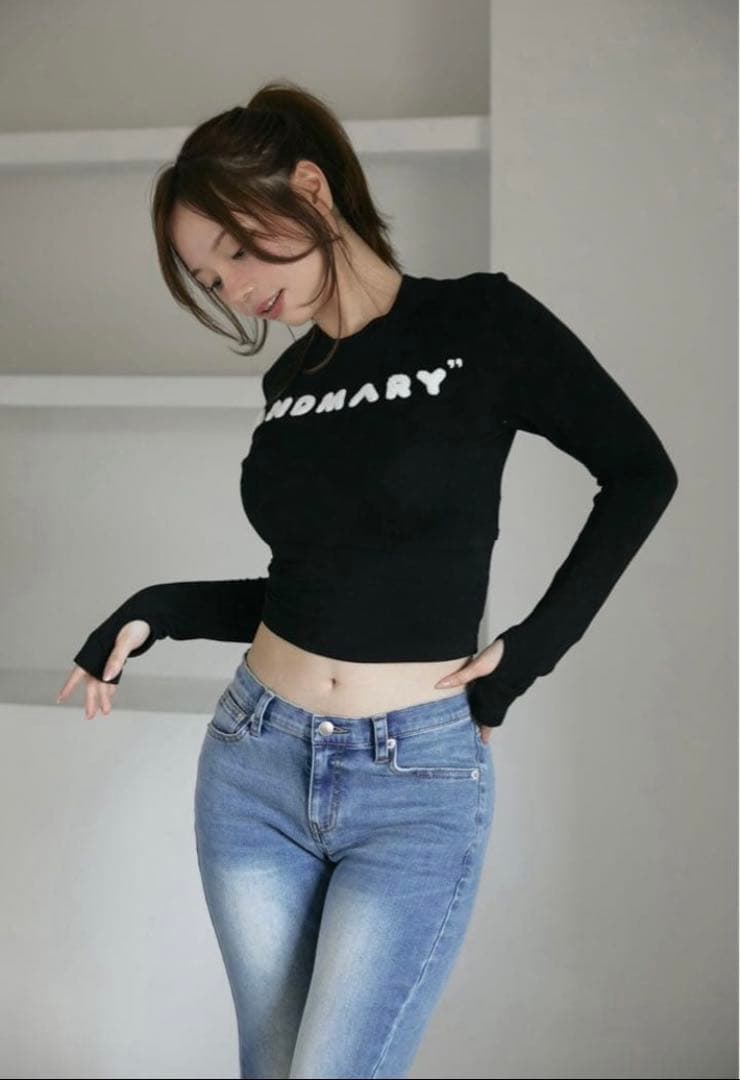 ANDMARY Mary logo tops ブラック black