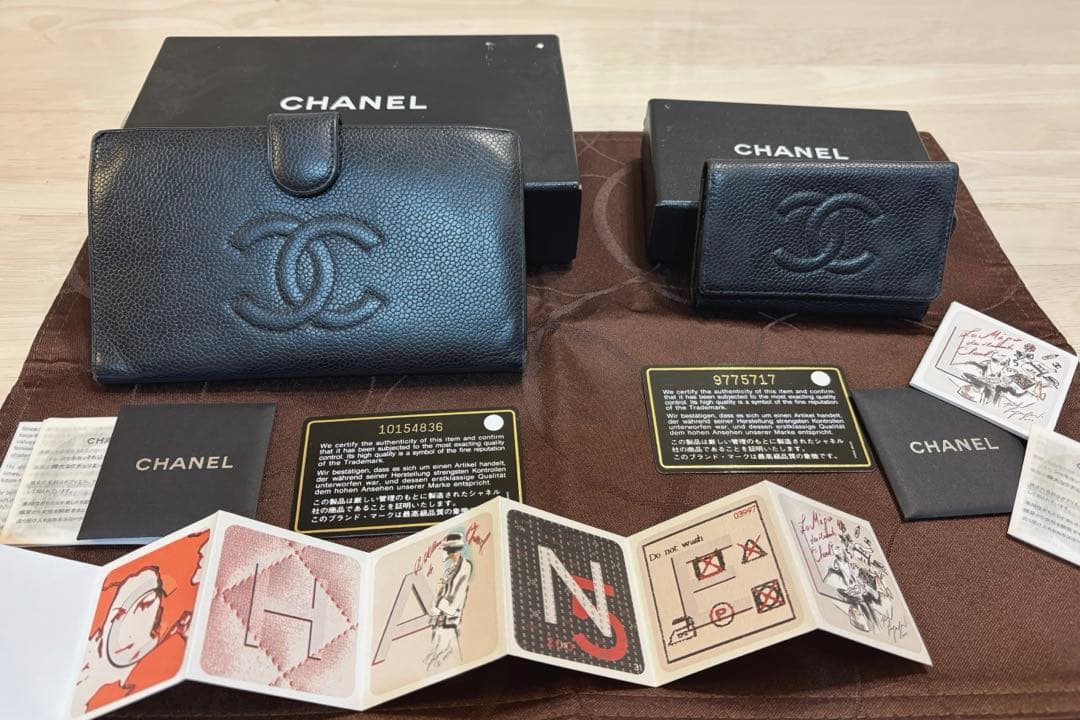 CHANEL キャビアスキン　長財布　キーケース　2点セット