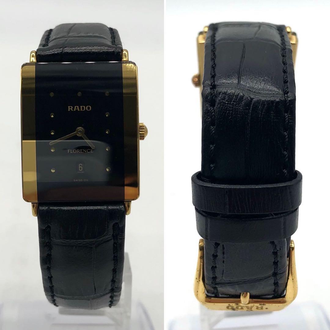 ✨美品・稼働✨ラドー フローレンス 腕時計 スクエア デイト 黒文字盤