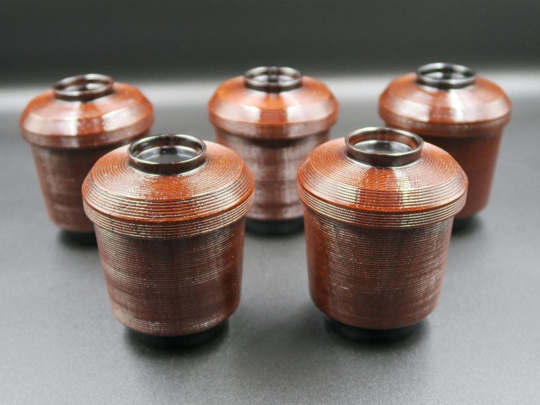 【極美品】輪島塗 千筋箸洗 小吸物椀 座創軒漆正造 五客揃 天然木 共箱