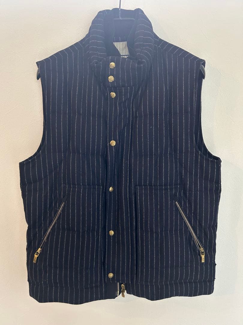 MONCLER ネイビー ストライプ ベスト　モンクレール　ダウン