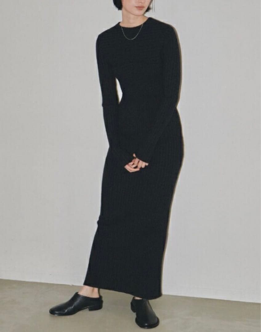 Mix Boucle Knitdress 36 チャコールグレー
