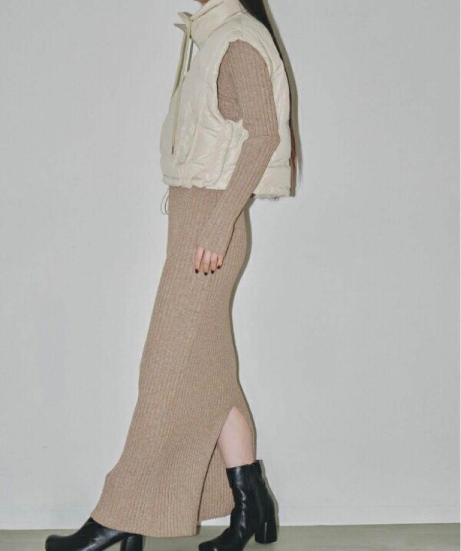 Mix Boucle Knitdress 36 チャコールグレー