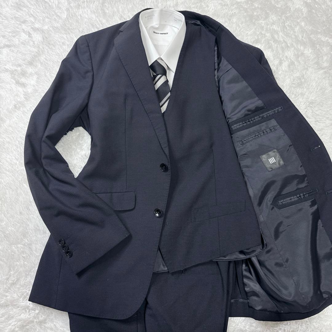 SUITSELECT スーツセレクト スリーピース チェック ネイビー AB5
