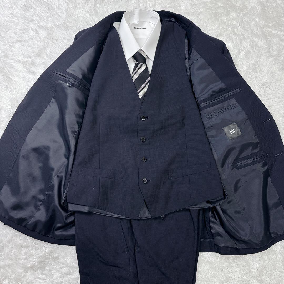 SUITSELECT スーツセレクト スリーピース チェック ネイビー AB5