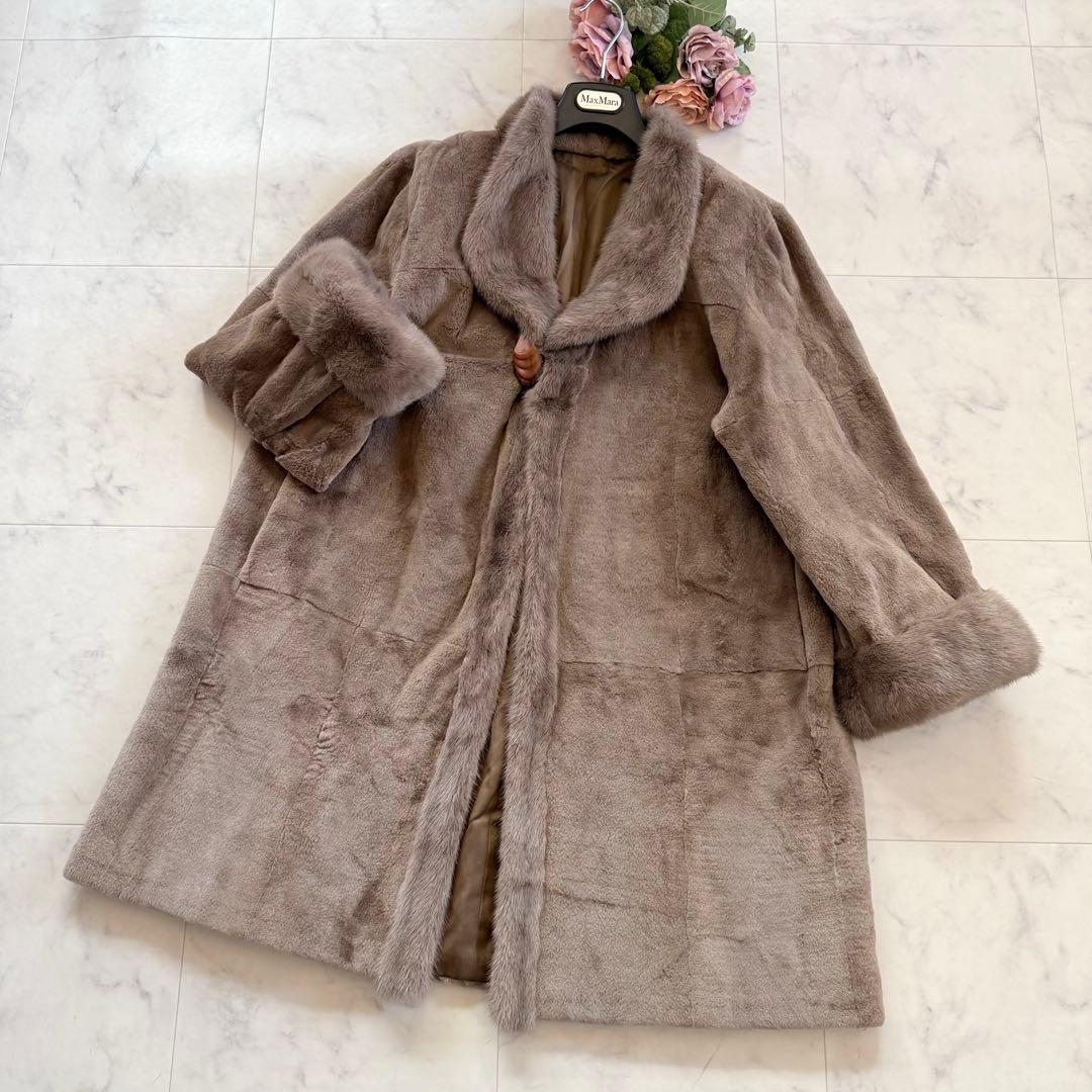 希少 メンズ 染めミンク トリミング シェアード リバーシブルファーコート 毛皮