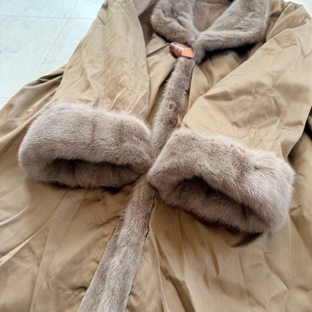 希少 メンズ 染めミンク トリミング シェアード リバーシブルファーコート 毛皮