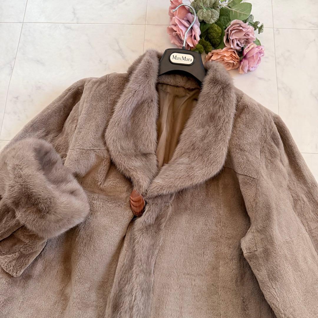 希少 メンズ 染めミンク トリミング シェアード リバーシブルファーコート 毛皮