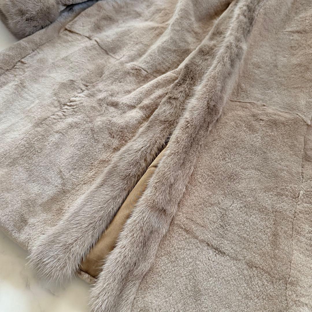 希少 メンズ 染めミンク トリミング シェアード リバーシブルファーコート 毛皮