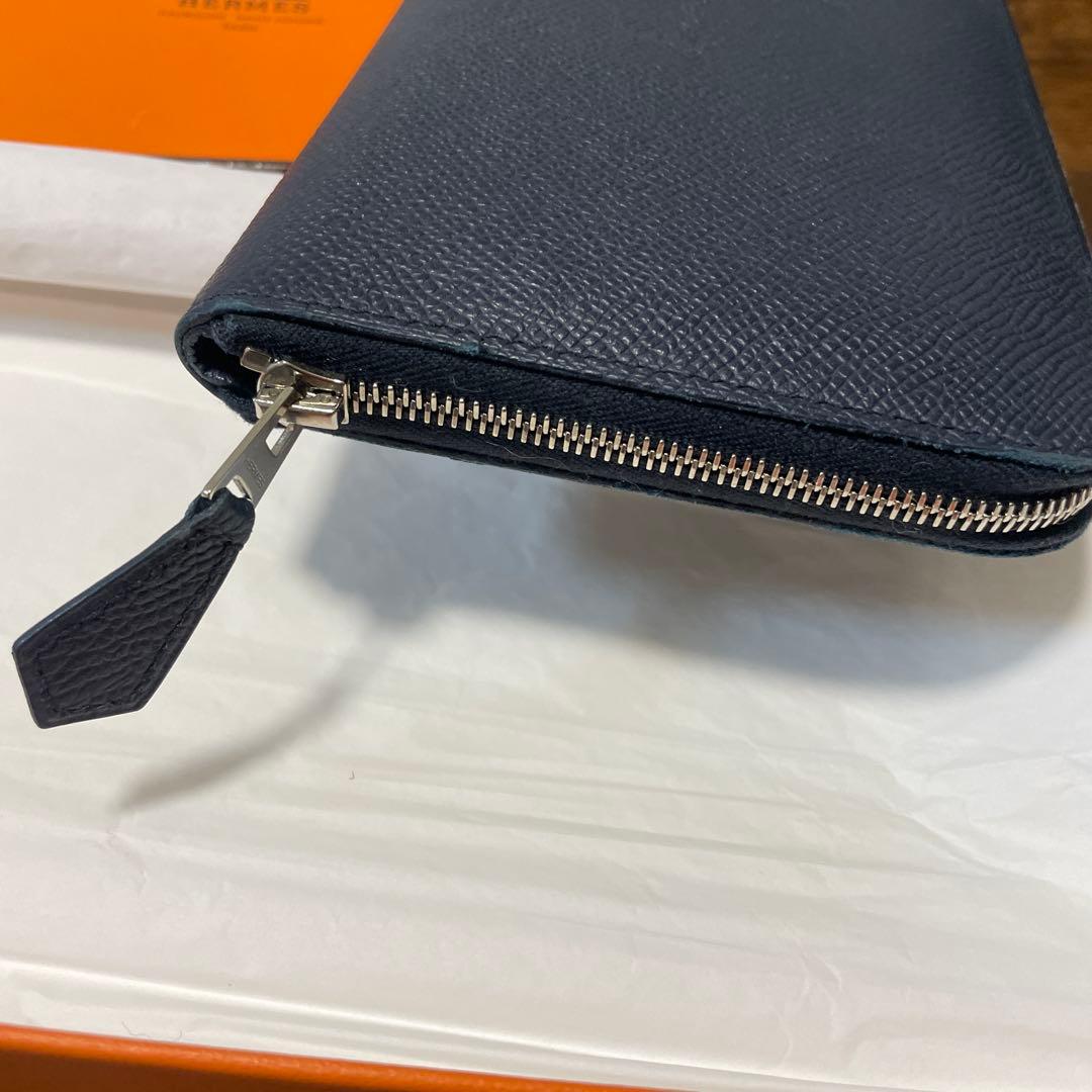 (2／11まで)HERMES ネイビー アザップオールレザー 長財布 箱付き