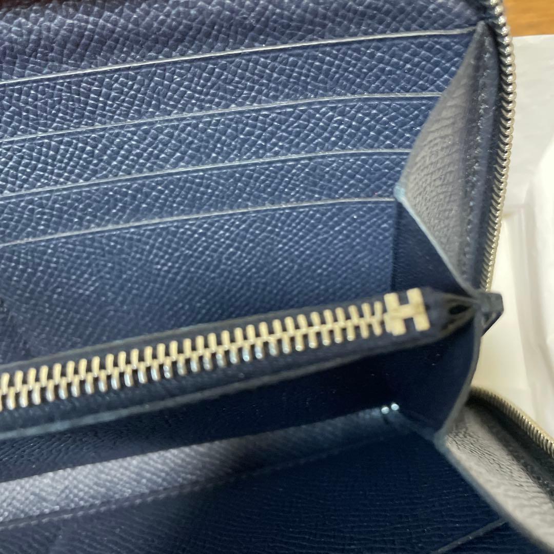 (2／11まで)HERMES ネイビー アザップオールレザー 長財布 箱付き