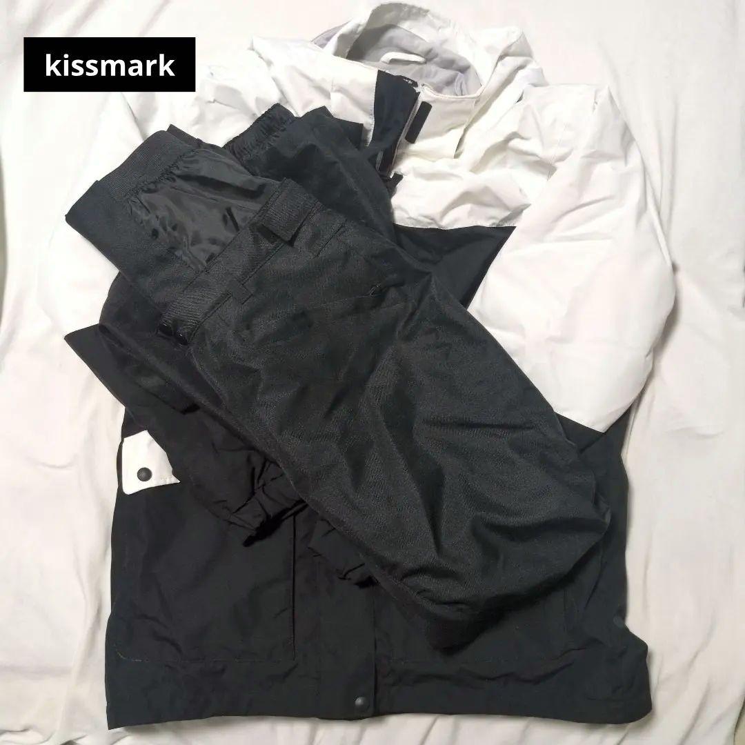 1回着 2024モデル kissmark スノボウェア 白 黒 L 上下セット
