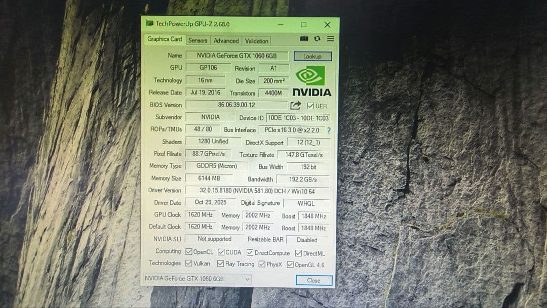 PALIT GTX 1060 JETSTREAM 6G 動作確認済み