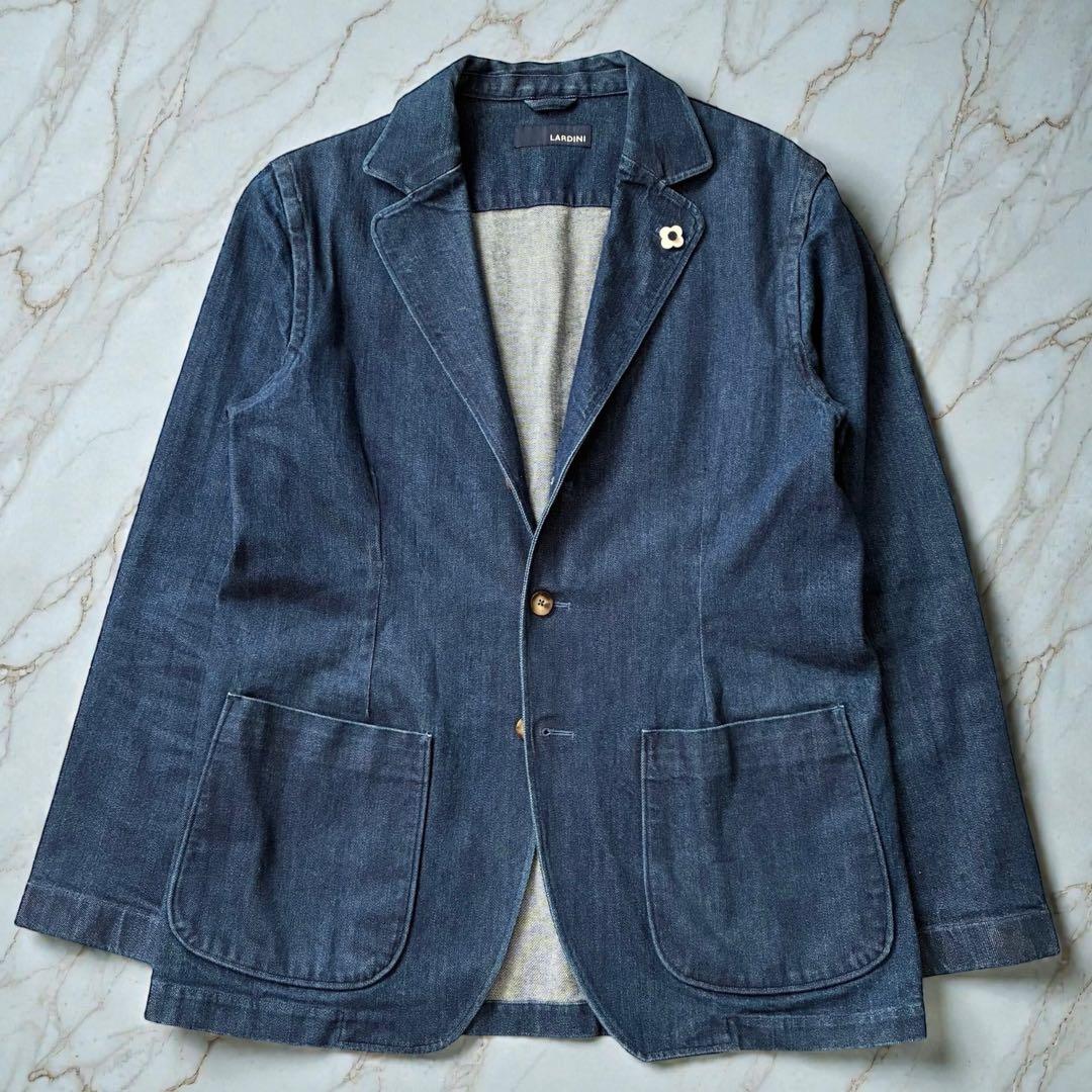 LARDINI テーラードジャケット デニムジャケット インディゴ アンコンXL