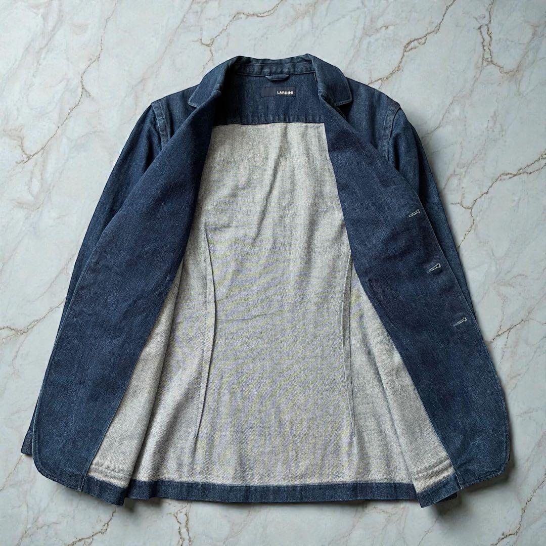 LARDINI テーラードジャケット デニムジャケット インディゴ アンコンXL