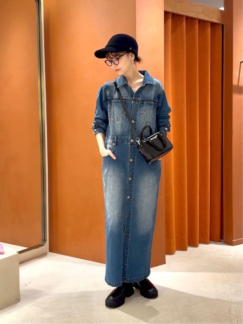 【美品】2025AW WhimGazette ストレッチデニムワンピース　ブルー