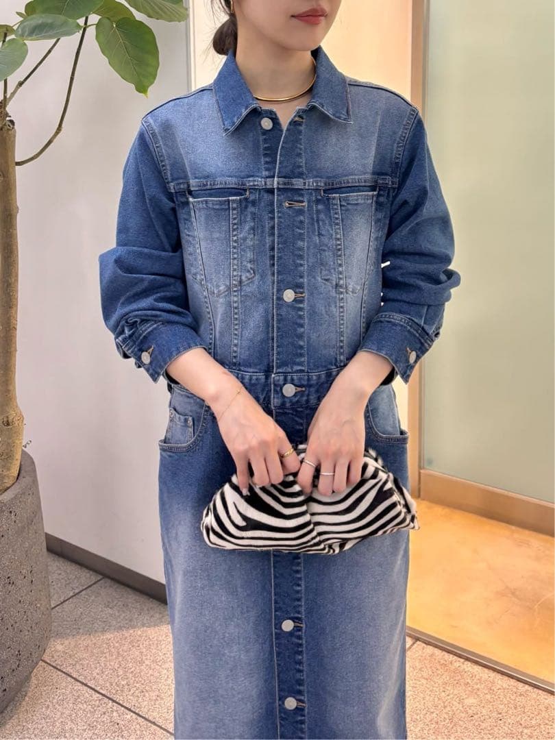 【美品】2025AW WhimGazette ストレッチデニムワンピース　ブルー