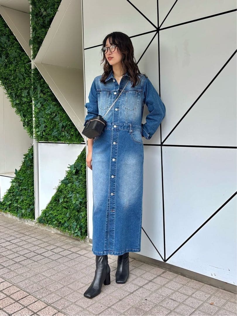 【美品】2025AW WhimGazette ストレッチデニムワンピース　ブルー