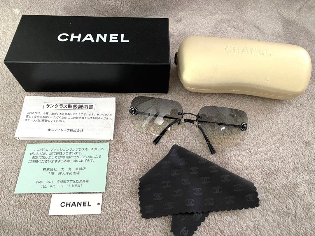 CHANEL シャネル リムレスサングラス ココマーク ラインストーン