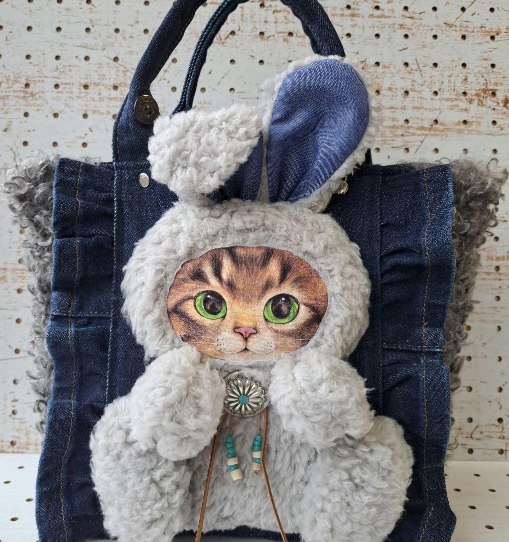 n*o様 コヤンイサムチョン　リトルサンダー　デニムリメイクフリルトートバッグ