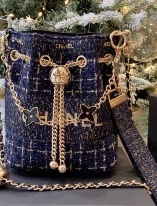 レア　非売品 CHANEL ノベルティ ネイビー　ツイード バケットバッグ