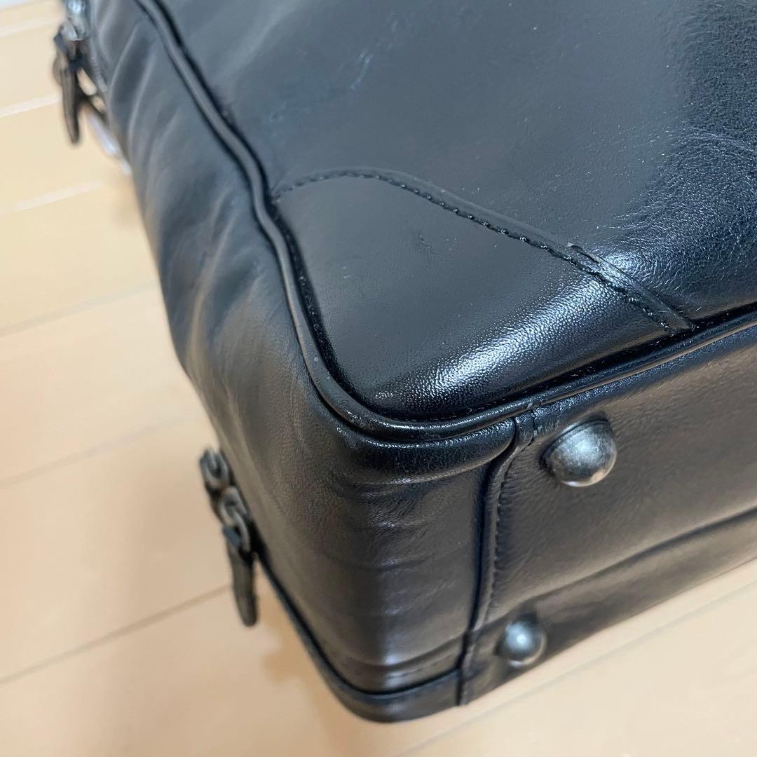 【美品】フジタカ ビジネスバッグ ブリーフケース レザー 2way 2層式 黒
