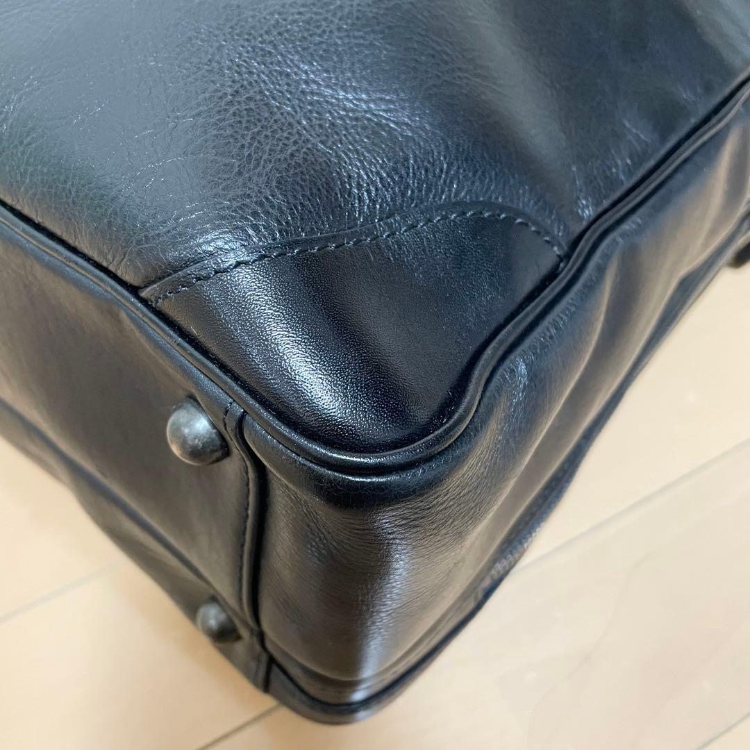 【美品】フジタカ ビジネスバッグ ブリーフケース レザー 2way 2層式 黒