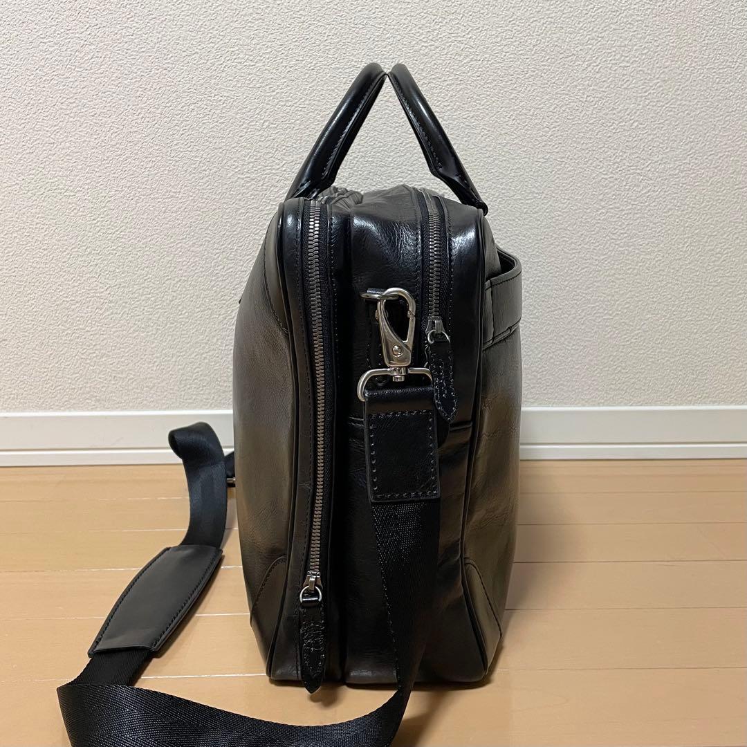 【美品】フジタカ ビジネスバッグ ブリーフケース レザー 2way 2層式 黒