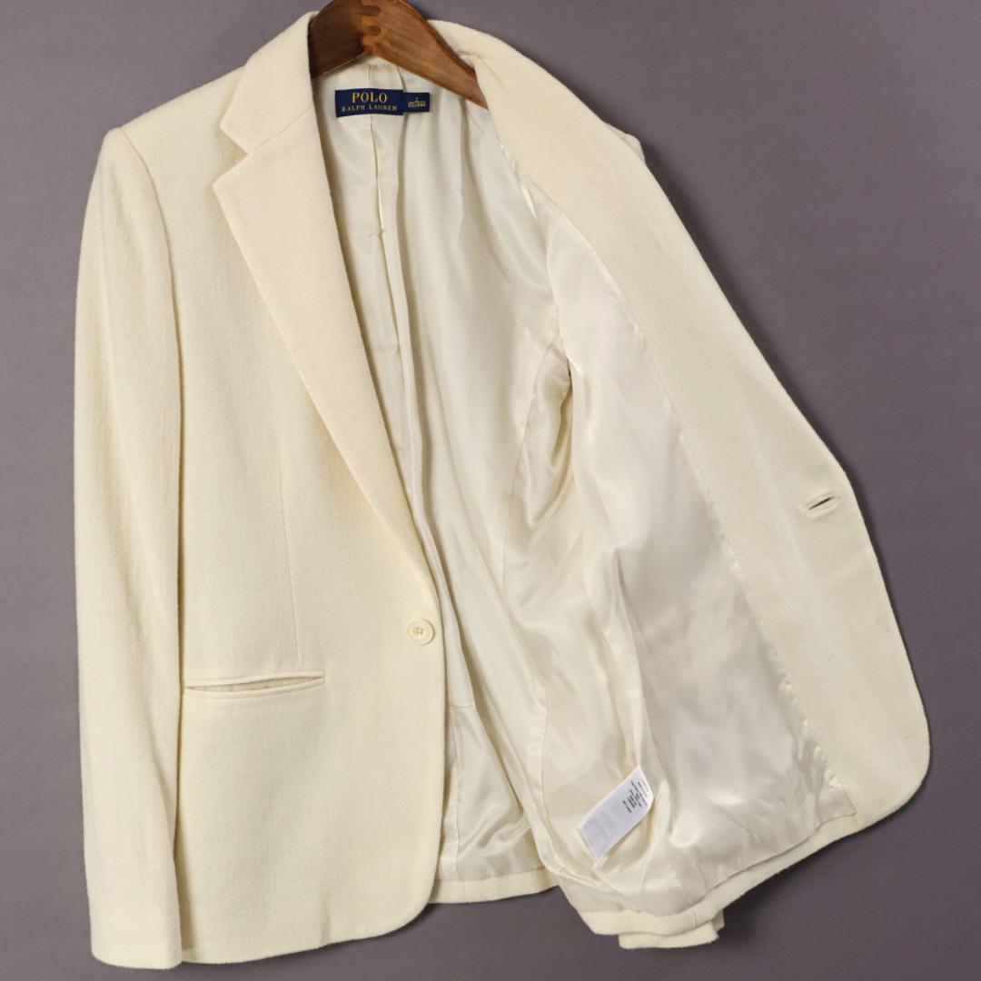 H4575◾️ポロラルフローレン　１釦ウールジャケット　アイボリー　Y2K