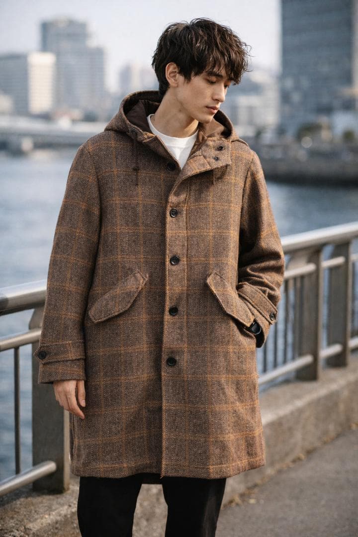 LARDINI ラルディーニ ヘリンボーン フーデッドコート サイズ：48