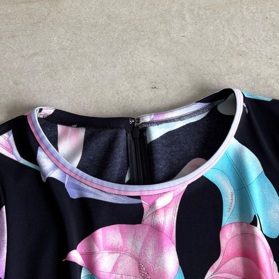 美品 LEONARD カンカン素材 ワンピース 38 花柄