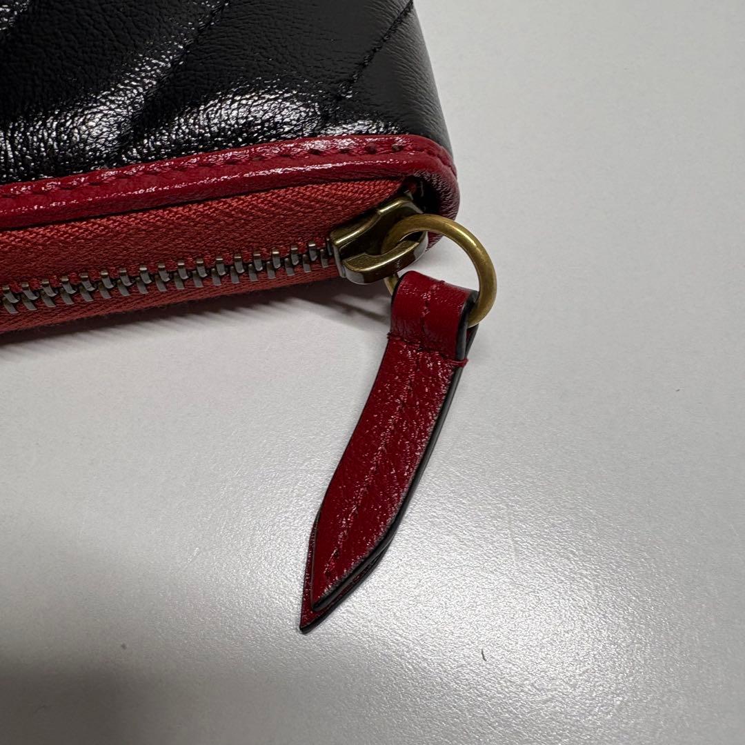 新品　グッチ GGマーモント 長財布 573810 赤　黒 GUCCI レザー
